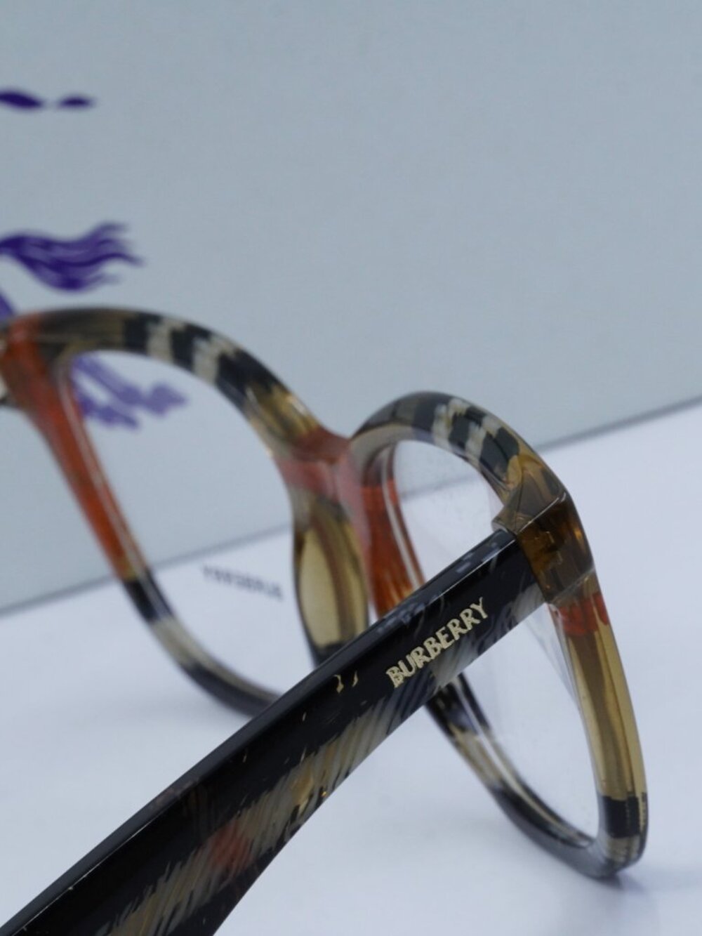 Burberry BE2415 4146 Square Eyeglasses 53mm - Check Sand - Picture 7 of 9